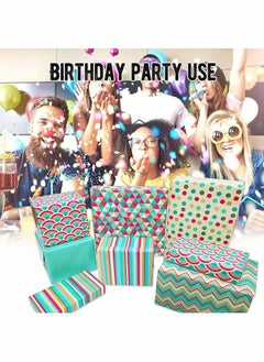 KASTWAVE Birthday Gift Wrapping Paper Set Included 6 Pack Gift Wrap Paper with Ribbon, Sticker and Tape, for Birthday, Weddings, Graduations, Boys, Girls, All Occasion  - Image 2