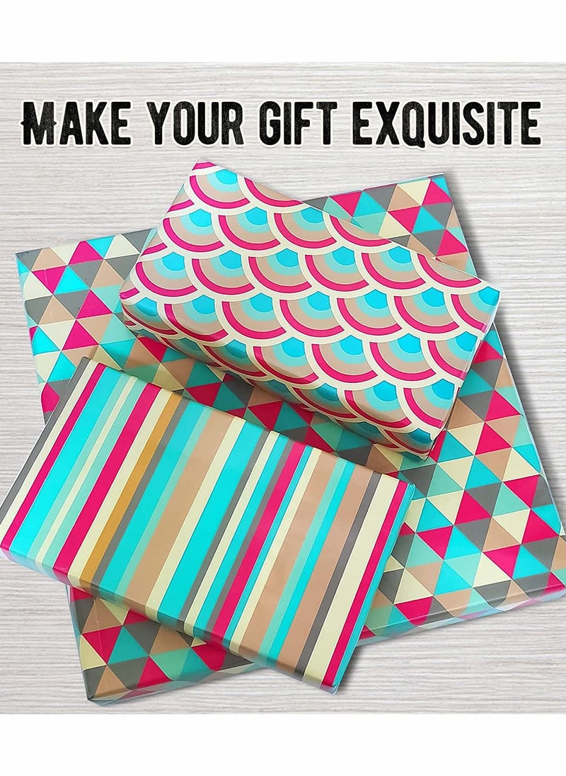 KASTWAVE - Birthday Gift Wrapping Paper Set Included 6 Pack Gift Wrap Paper with Ribbon, Sticker and Tape, for Birthday, Weddings, Graduations, Boys, Girls, All Occasion - Image 1