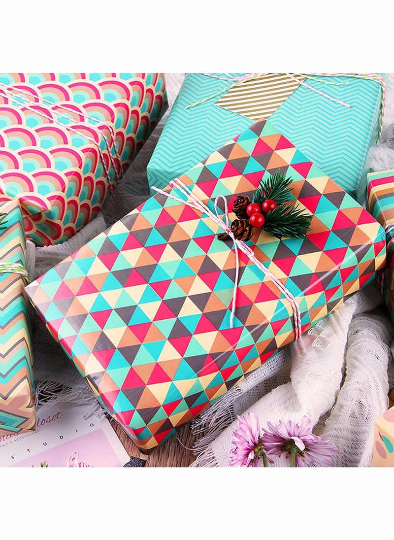 KASTWAVE - Birthday Gift Wrapping Paper Set Included 6 Pack Gift Wrap Paper with Ribbon, Sticker and Tape, for Birthday, Weddings, Graduations, Boys, Girls, All Occasion - Image 1