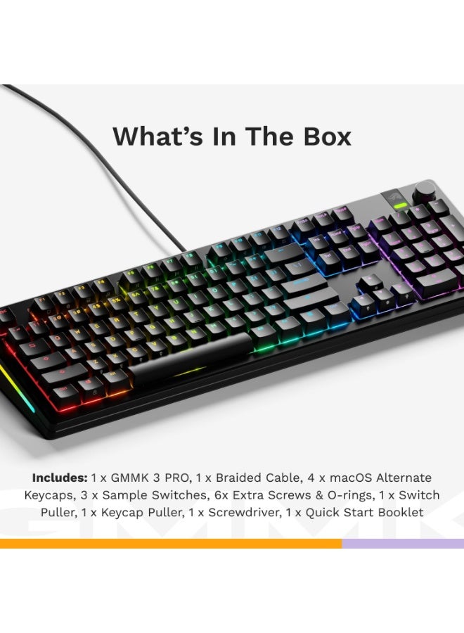 Glorious Gaming - GMMK 3 PRO: Custom Mechanical Keyboard, Full Size 100% Keyboard, Modular Aluminum Body & Gasket System, Hotswappable MX Switches, Sound Dampening Foam, Custom Keycaps, ANSI (Black) -US - Image 4