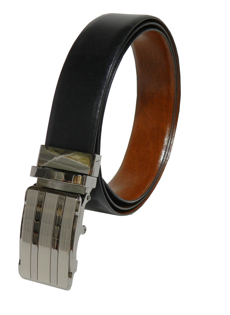 LAVERI LEATHER GENUINE LEATHER 35 MM FORMAL  BLACK AND BROWN BELT FOR MENS WITH AUTO LOCK BUCKLE  - Image 3