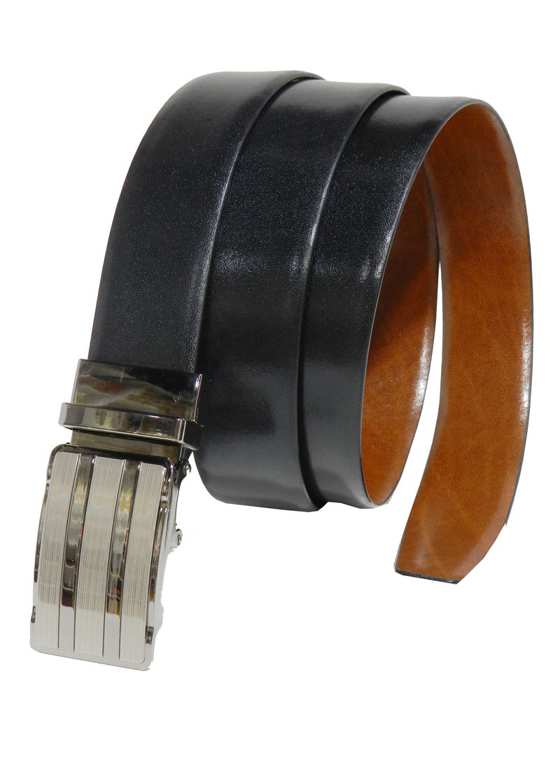 LAVERI LEATHER GENUINE LEATHER 35 MM FORMAL  BLACK AND BROWN BELT FOR MENS WITH AUTO LOCK BUCKLE  - Image 1