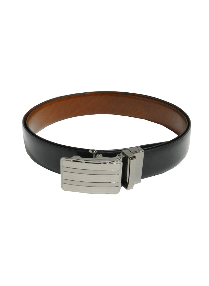 LAVERI LEATHER GENUINE LEATHER 35 MM FORMAL  BLACK AND BROWN BELT FOR MENS WITH AUTO LOCK BUCKLE  - Image 4