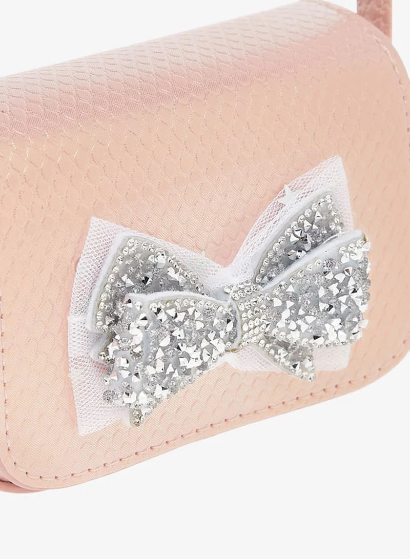 Flora Bella By Shoexpress PINK Girls Embellished Crossbody Bag With Adjustable Strap And Magnetic Closure for Women | Best Price UAE