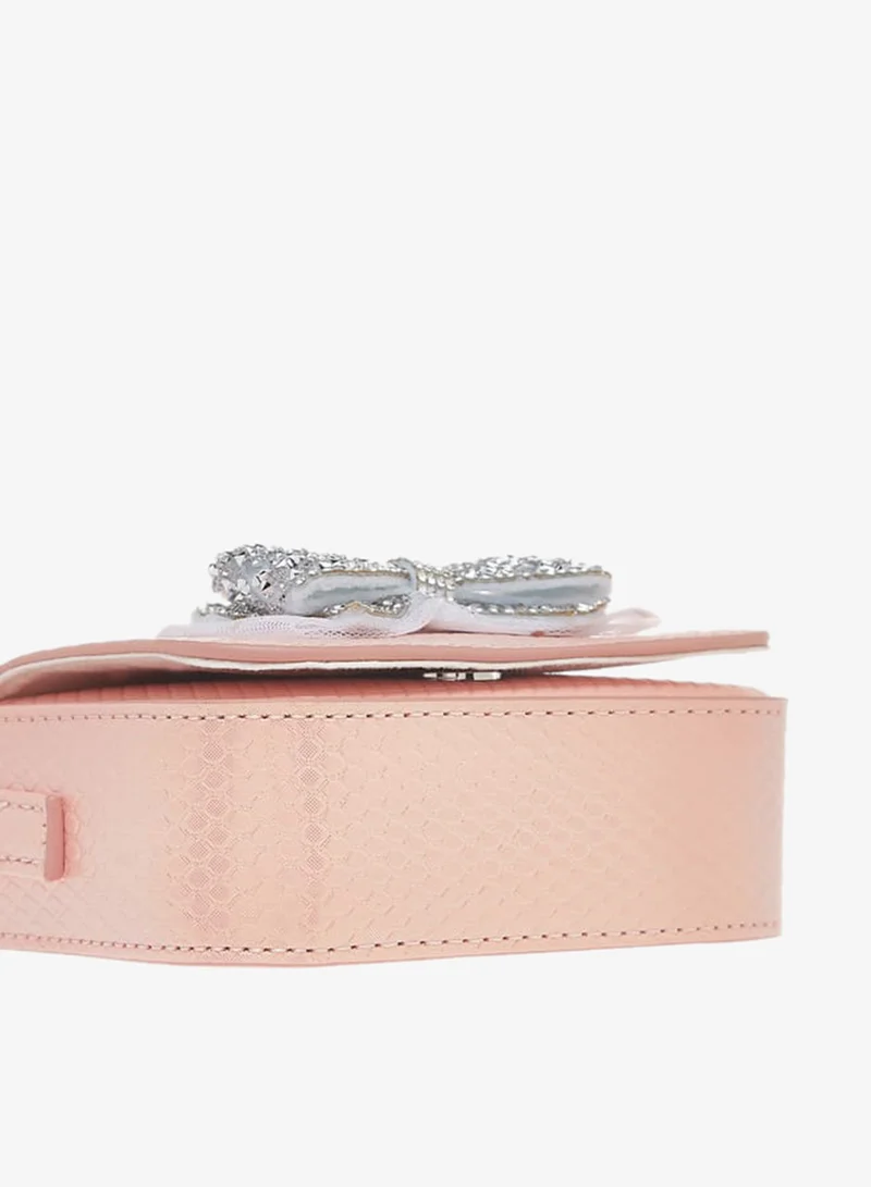Flora Bella By Shoexpress PINK Girls Embellished Crossbody Bag With Adjustable Strap And Magnetic Closure for Women | Best Price UAE