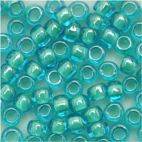 Toho Seed Beads, Aqua/Lt Jonquil Lined - Image 3