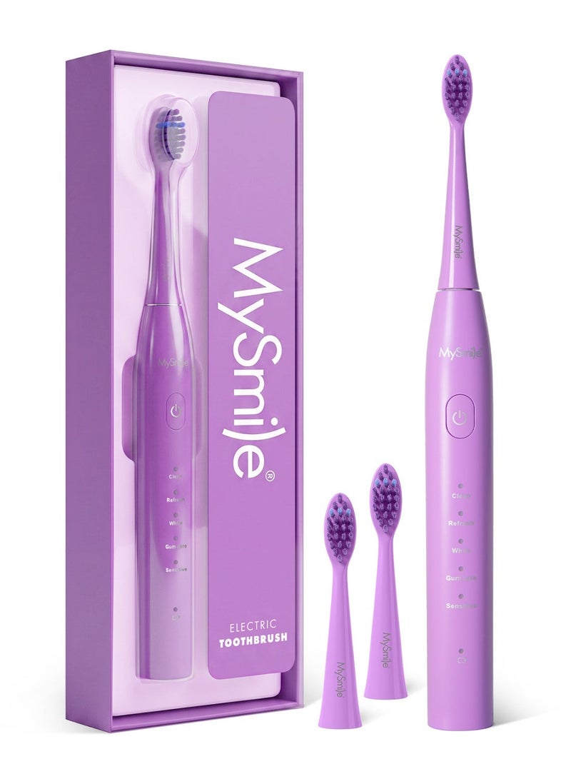 MySmile DY156 Electric Toothbrush for Adults, Rechargeable Sonic Battery Toothbrush Portable with 3 Brush Heads, 2 Mins 5 Modes Smart Timer, 45000VPM, One Charge for 60 Days (Pink, M) & MySmile DY156 Electric Toothbrush for Adults, Rechargeable Sonic Battery Toothbrush Portable with 3 Brush Heads, 2 Mins 5 Modes Smart Timer, 45000VPM, One Charge for 60 Days (Purple, M) Bundle - Image 3
