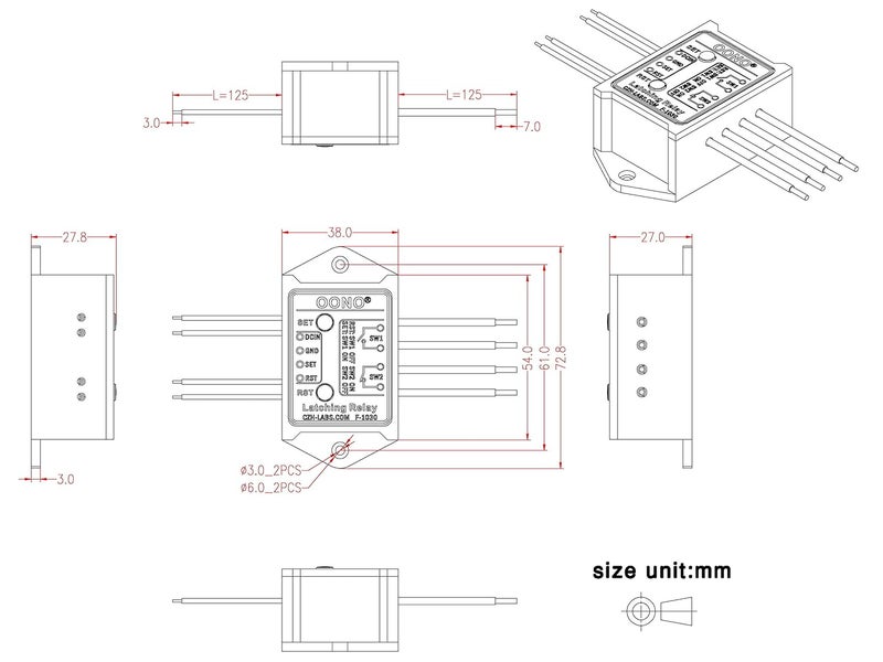OONO DPST 1NO 1NC 8Amp Latching Relay Module (DC 5V) - Image 5