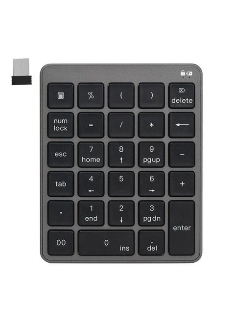 KN-980 28 Keys Portable Wireless Digital Quiet Keypad Computer External Digital Password Keypad(Gray)