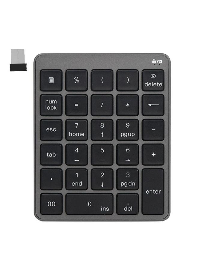 Generic - KN-980 28 Keys Portable Wireless Digital Quiet Keypad Computer External Digital Password Keypad(Gray) - Image 1