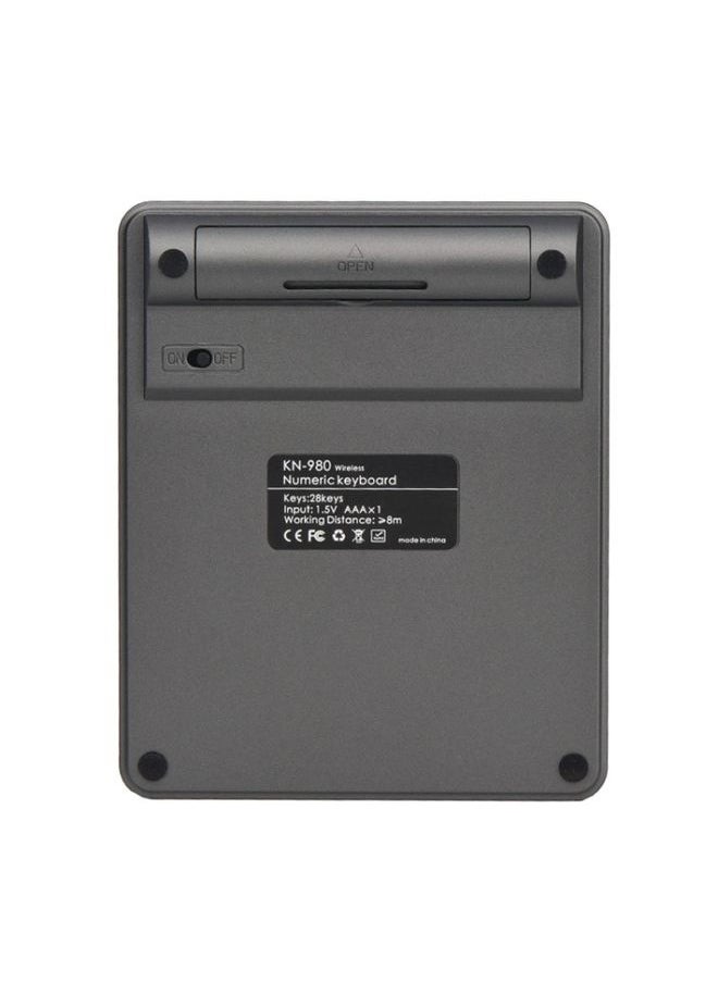 Generic - KN-980 28 Keys Portable Wireless Digital Quiet Keypad Computer External Digital Password Keypad(Gray) - Image 1