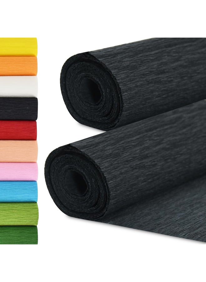 BEISHIDA Black Crepe Paper Roll, 9.8 Inch Wide 8ft Long Crepe Paper Sheet for Flower Making, Wedding Ceremony, Birthday Holiday Halloween Party Decoration,DIY Craft(2Rolls) - Image 1