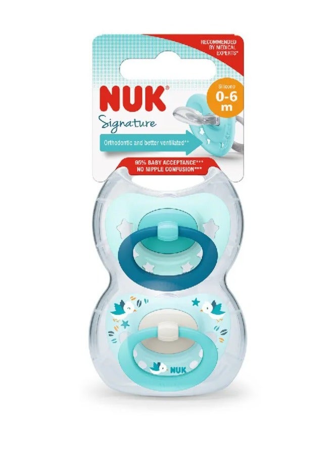 نوك لهّايات NUK | 2 عبوة لهّايات | حلمة قلوب | لهّايات سيليكون خالية من مادة BPA | لهّايات مضادة للتفلطح | لعبة تسنين الأطفال - Image 1