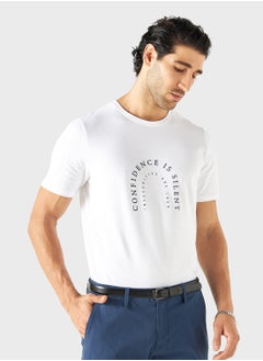 Iconic Iconic Slogan Print Crew Neck T-shirt with Short S  - Image 1