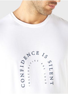 Iconic Iconic Slogan Print Crew Neck T-shirt with Short S  - Image 3