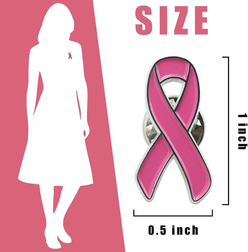 CHEROO Store 10/30/50/100/200 pack Pink Ribbon Breast Cancer Awareness Lapel Pins - Image 2