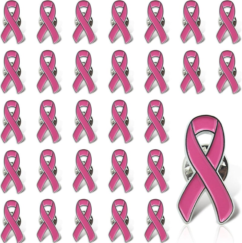 CHEROO Store 10/30/50/100/200 pack Pink Ribbon Breast Cancer Awareness Lapel Pins - Image 1
