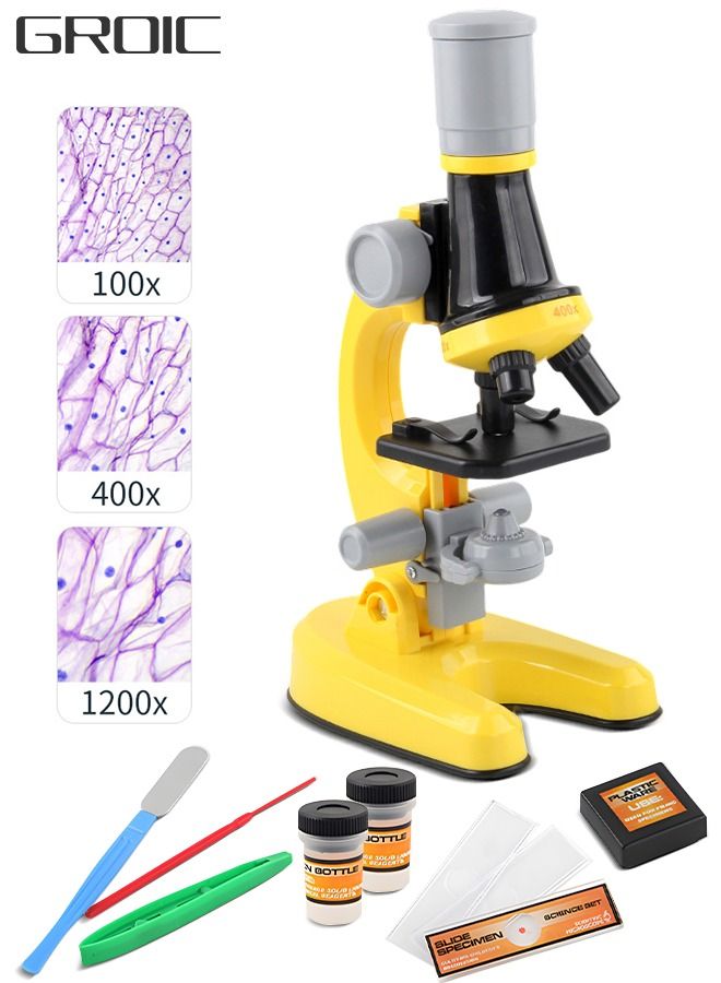 GROIC Kids Microscope Science Microscope Kits Little World Science Kits Beginner Microscope Kit with LED 100X 400X and 1200X Magnification Kids Educational Toy Preschool Science Toy - Image 1