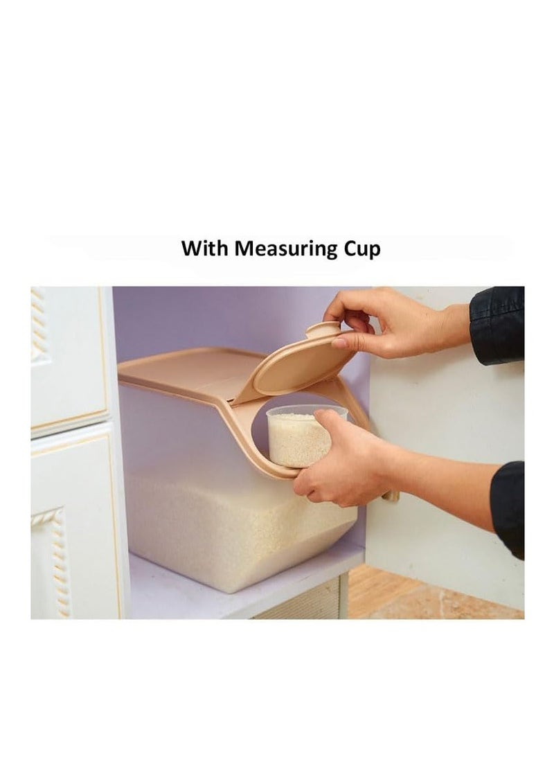 Generic - Plastic Rice Container 5kg, Clear Cereal Storage Container with Measuring Cup,Flour Barrel Bucket,BPA Free Food Storage Container with Lid,Dry Food Dispenser Box For Rice,Grain,Beans,Pet Food (Blue) - Image 1