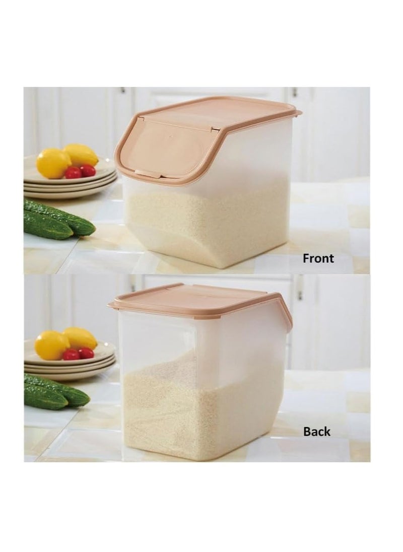 Generic - Plastic Rice Container 5kg, Clear Cereal Storage Container with Measuring Cup,Flour Barrel Bucket,BPA Free Food Storage Container with Lid,Dry Food Dispenser Box For Rice,Grain,Beans,Pet Food (Blue) - Image 1