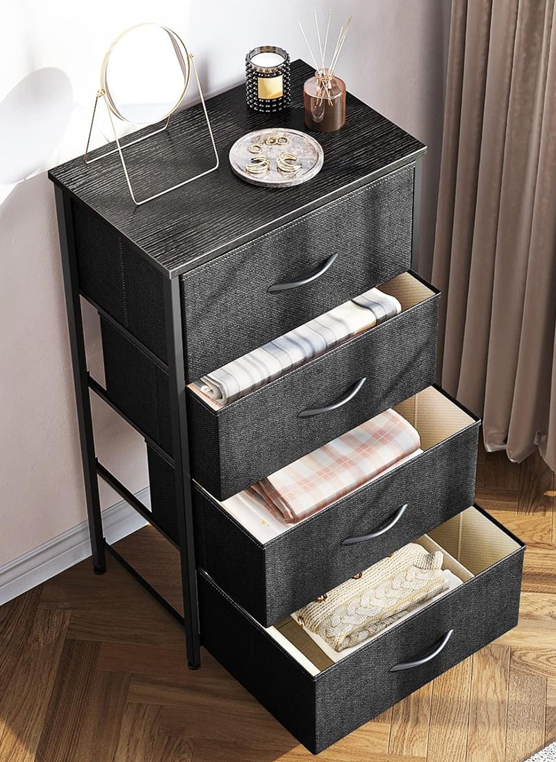 EzzySo Dresser with 4 Drawers Storage Tower Storage Cabinet Bedroom Dresser Wide Storage Chest with Easy Pull Handle  - Image 4