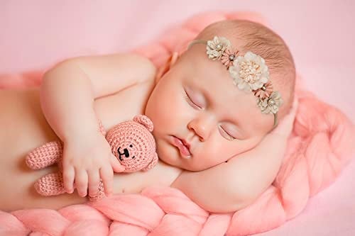 CaySep 3PCS Baby Girl Flower Headbands Set Elastic Bow Hair Band Handmade Bow For Newborn Infant Toddler Pack - Image 2