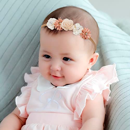 CaySep 3PCS Baby Girl Flower Headbands Set Elastic Bow Hair Band Handmade Bow For Newborn Infant Toddler Pack - Image 4