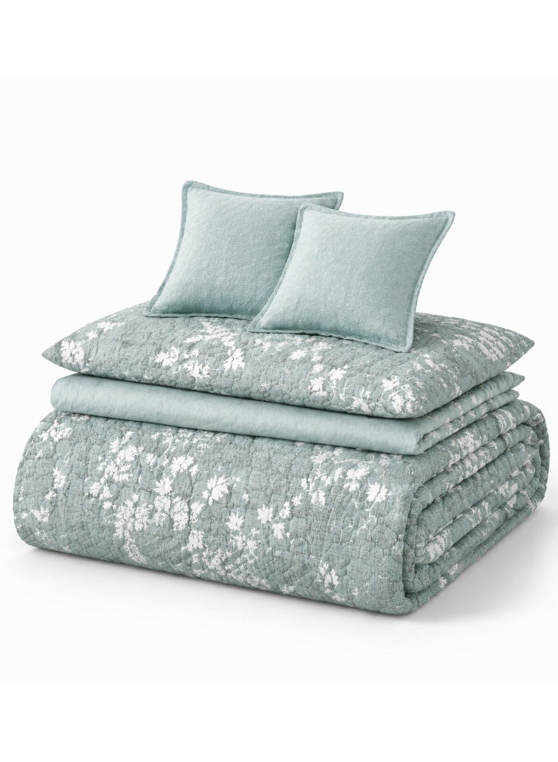 Ming Li Summer Single Comforter Set – Compressed Floral – Luxury Printed Single Bedspread – Soft and Lightweight Microfiber Fabric – With Fitted Sheet and Pillowcase – Fits 120×200 cm Bed - Image 4