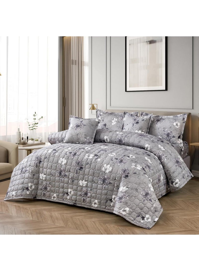 Ming Li Summer Single Comforter Set – Compressed Floral – Luxury Printed Single Bedspread – Soft and Lightweight Microfiber Fabric – With Fitted Sheet and Pillowcase – Fits 120×200 cm Bed - Image 5