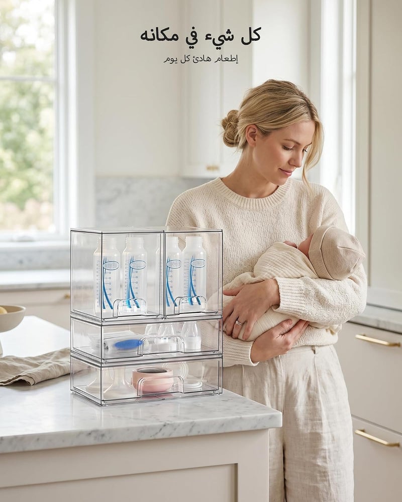 Vtopmart Clear Stackable Storage Drawers Set of 4, Plastic Organizer Bins for Makeup, Cosmetics, Beauty Supplies,Ideal for Vanity, Bathroom,Cabinet,Pantry Organization - Image 2