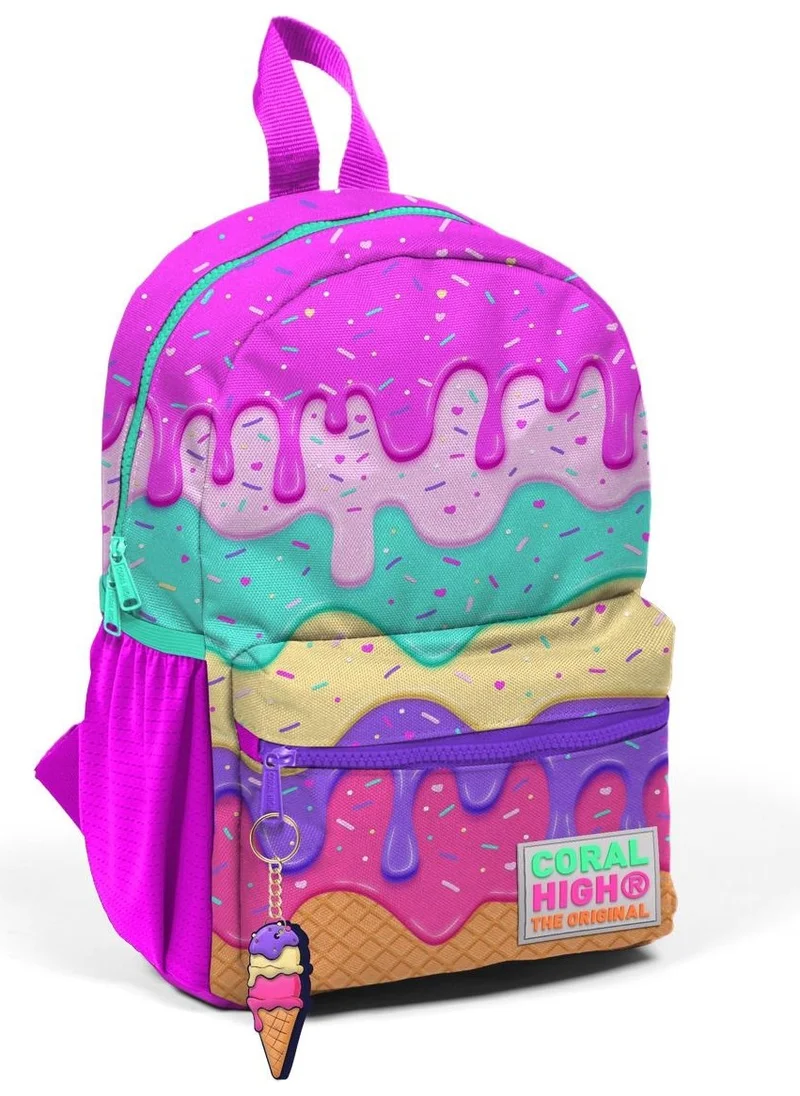 كورال هاي Mini Nest Backpack Pink Colorful Ice Cream Patterned Two Compartments 23531