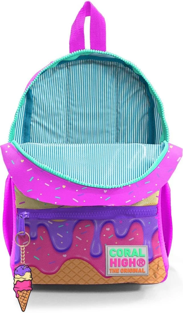 CORAL HIGH Mini Nest Backpack Pink Colorful Ice Cream Patterned Two Compartments 23531