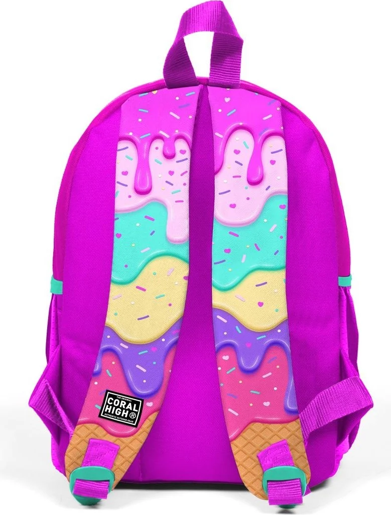 CORAL HIGH Mini Nest Backpack Pink Colorful Ice Cream Patterned Two Compartments 23531