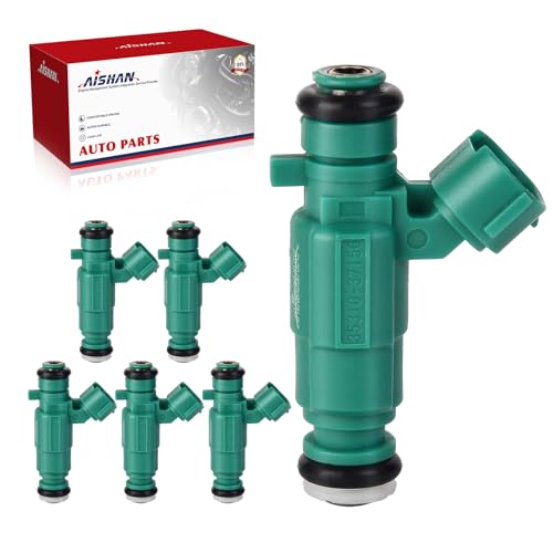 AISHAN 6PCS Fuel Injectors 4 Holes Compatible with Hyundai Santa Fe Sonata Tiburon Tucson, for Kia Optima Sportage Rio Rio5 V6 1.6L 2.5L 2.7L Replace# 35310-37150 1580684 842-12255 - Image 1