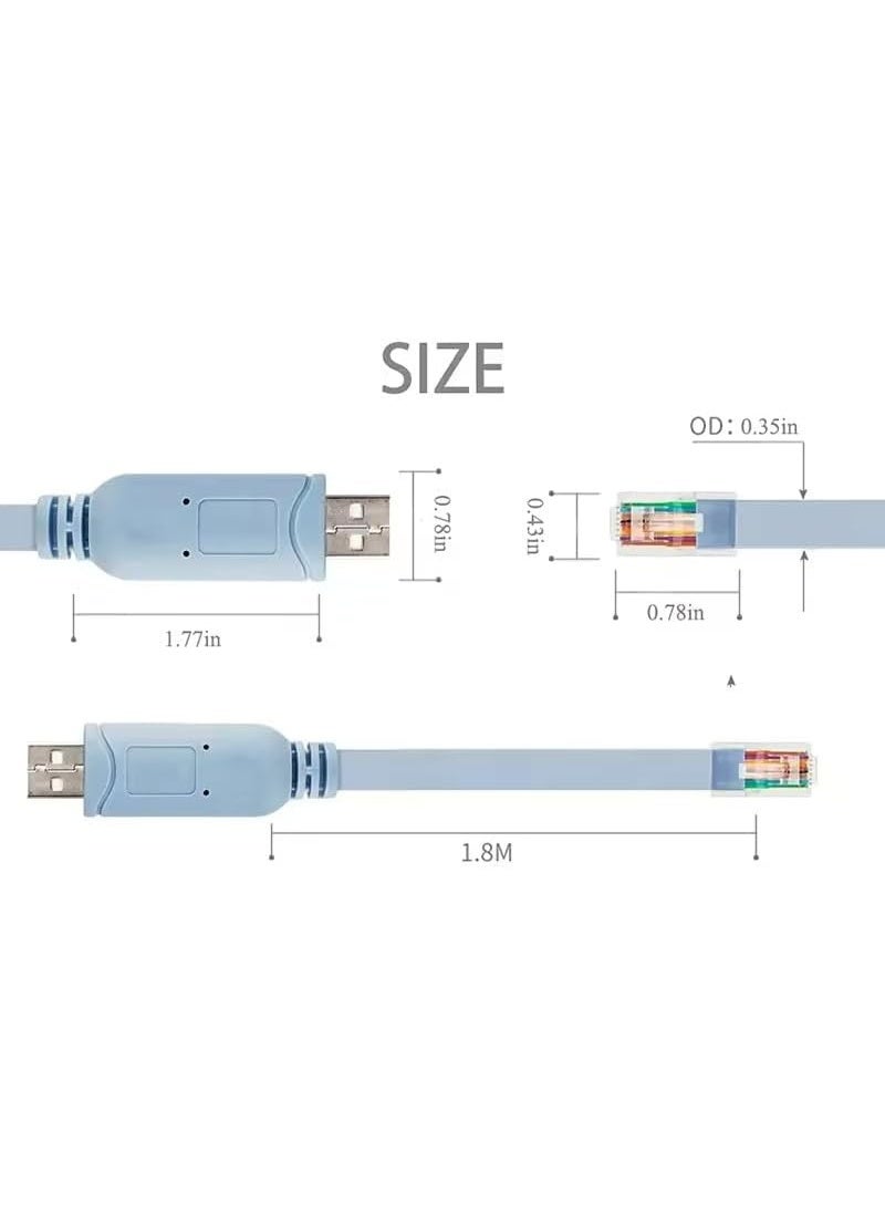 كابل وحدة تحكم USB إلى RJ45، كابل احترافي من RJ45 إلى USB متوافق مع جميع أجهزة التوجيه والمفاتيح وجدران الحماية وتكوينات شبكة نقطة الوصول - أزرق - Image 5
