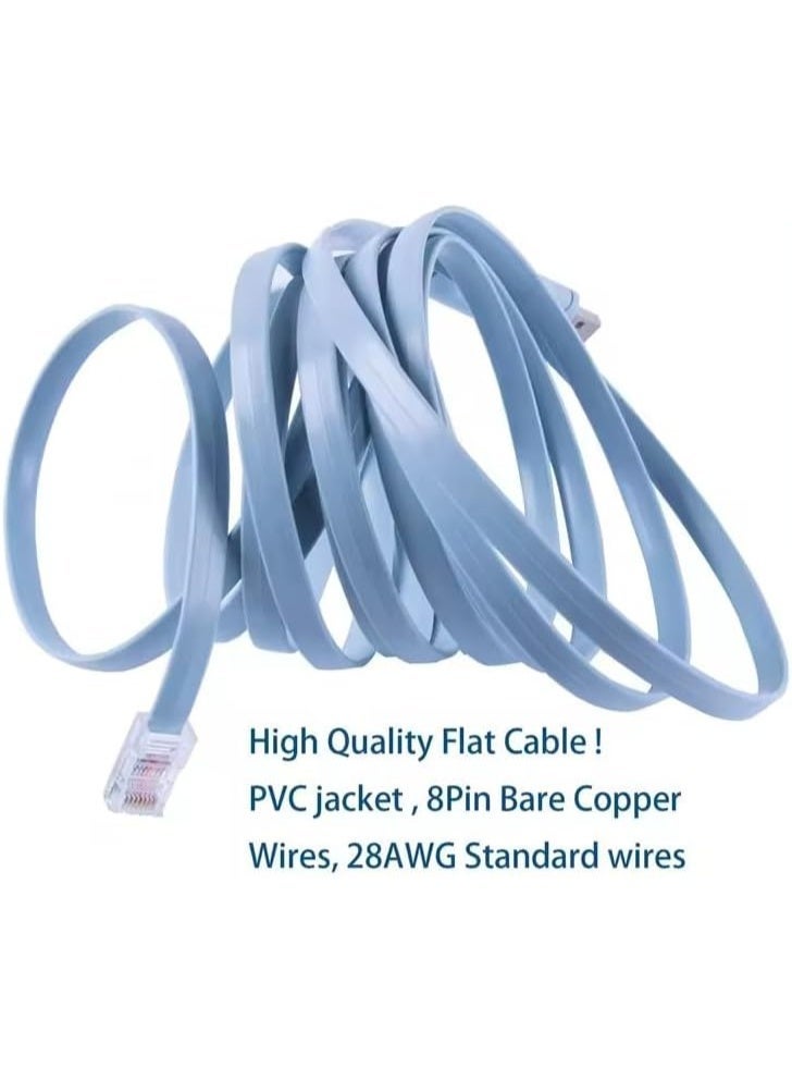 كابل وحدة تحكم USB إلى RJ45، كابل احترافي من RJ45 إلى USB متوافق مع جميع أجهزة التوجيه والمفاتيح وجدران الحماية وتكوينات شبكة نقطة الوصول - أزرق - Image 2