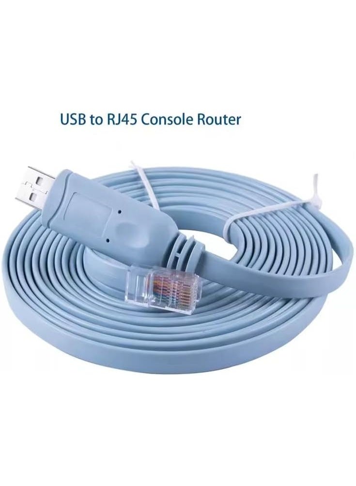 كابل وحدة تحكم USB إلى RJ45، كابل احترافي من RJ45 إلى USB متوافق مع جميع أجهزة التوجيه والمفاتيح وجدران الحماية وتكوينات شبكة نقطة الوصول - أزرق - Image 4