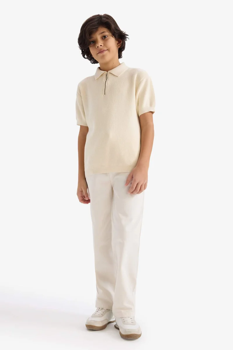 ديفاكتو Boy Regular Fit Polo Collar Pullover