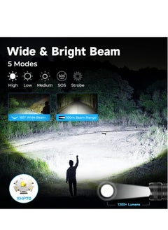 ELTRAZONE Rechargeable LED Flashlight, Ultra Bright Zoomable Flashlights, with 5 Modes, Adjustable High Lumens, Water Resistant, Handheld Light with Power Indicator for Camping/Outdoor/Emergency  - Image 2