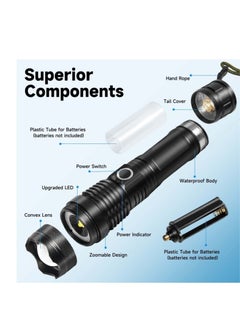 ELTRAZONE Rechargeable LED Flashlight, Ultra Bright Zoomable Flashlights, with 5 Modes, Adjustable High Lumens, Water Resistant, Handheld Light with Power Indicator for Camping/Outdoor/Emergency  - Image 4