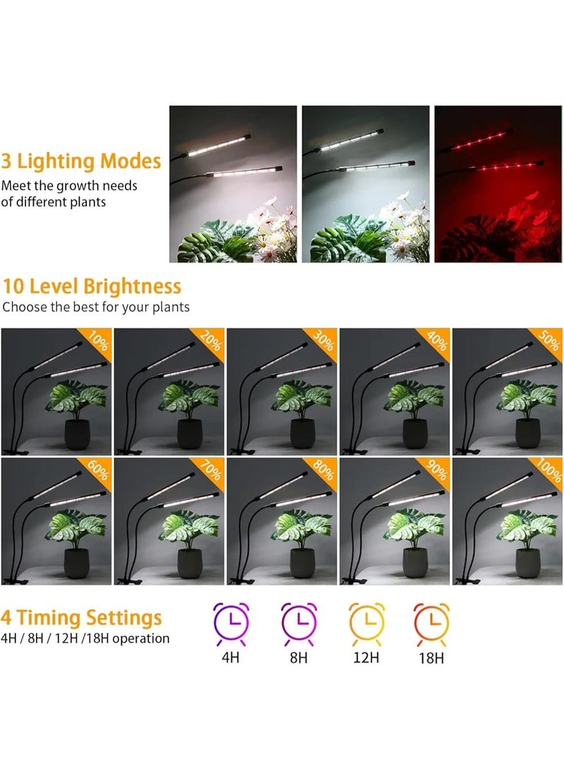 Dual LED Plant Grow Light with 360° Flexibility – Full Spectrum for Faster Growth and Better Health for Your Houseplants - Image 4