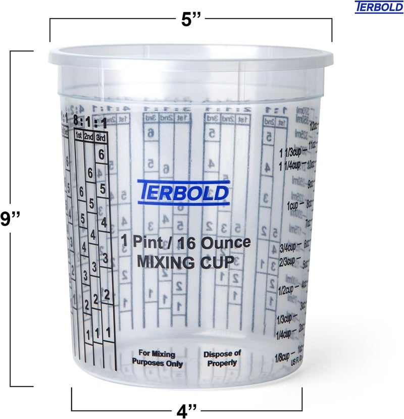Terbold Paint Mixing Cups, 16oz Disposable Plastic Measuring Cups for Automotive Paint, Epoxy, Resin, Art (Pack of 12) - Image 2