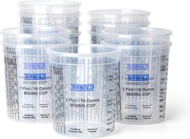 Terbold Paint Mixing Cups, 16oz Disposable Plastic Measuring Cups for Automotive Paint, Epoxy, Resin, Art (Pack of 12) - Image 1