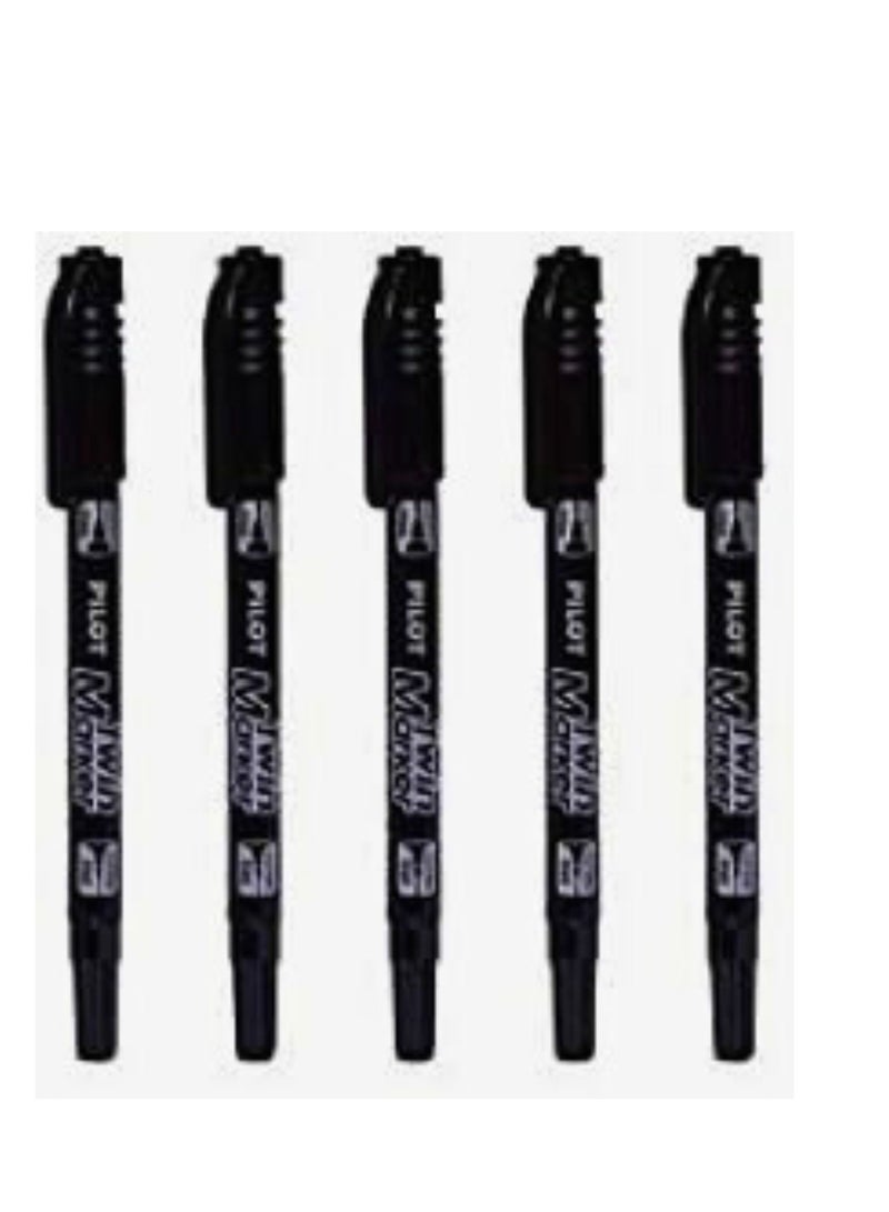 PILOT 5 Pieces Fine Tip Twin Marker Pen Black - Image 4