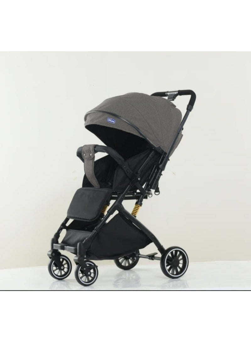 شيكو عربة أطفال شيكو خفيفه بذراع قلاب وعجلات مضادة للتثقب بها سله تخزين لاساسيات الطفل وقماش كتان معالج ضد الوبر - Image 2