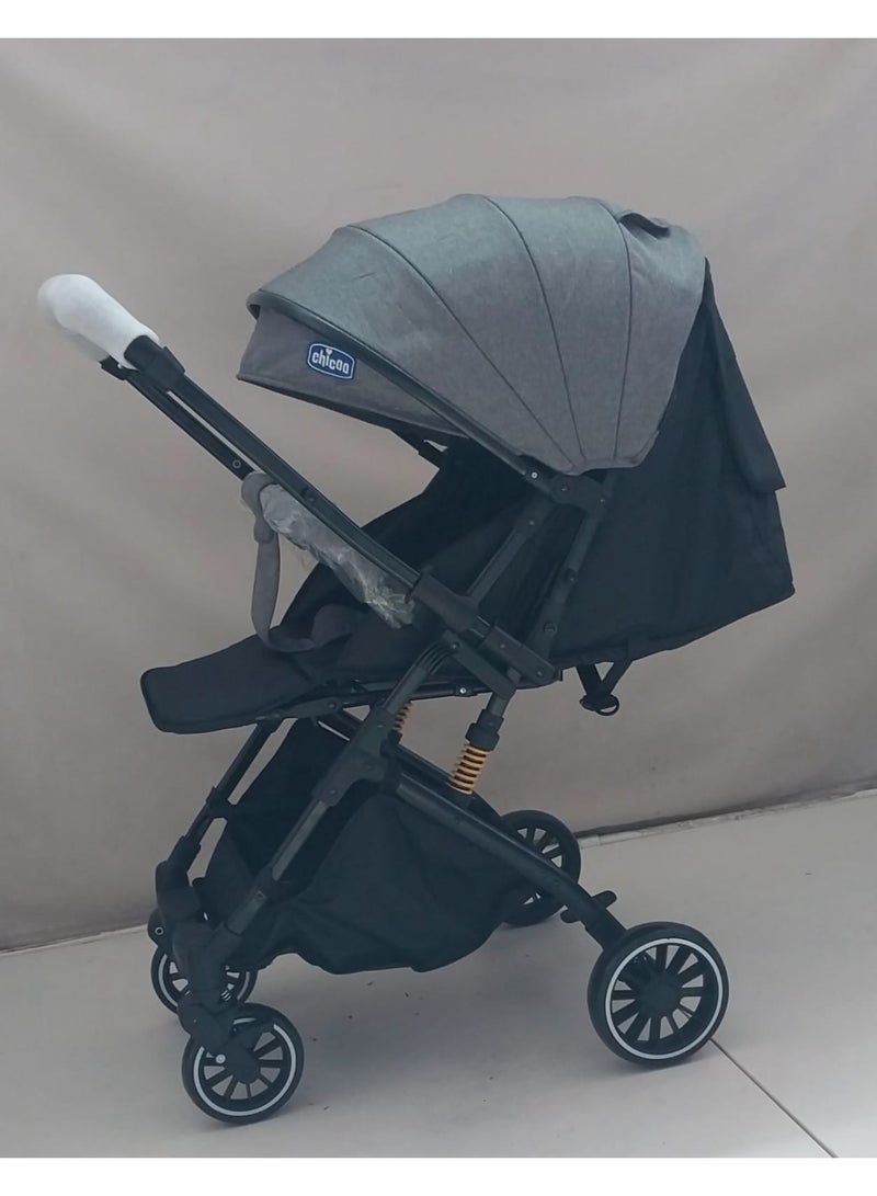 شيكو عربة أطفال شيكو خفيفه بذراع قلاب وعجلات مضادة للتثقب بها سله تخزين لاساسيات الطفل وقماش كتان معالج ضد الوبر - Image 3