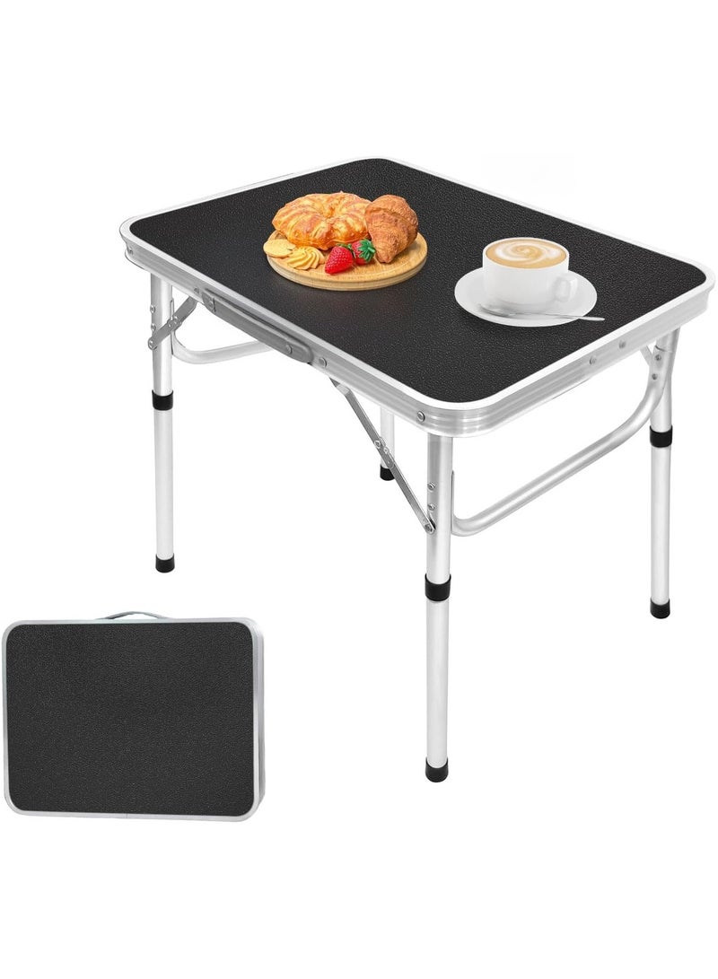 WAKYME Folding Camping Table 45*60CM Portable Pinic Table Adjustable Height Small Card Table Aluminum Foldable Lightweight with Carry Handle for Outdoor Indoor Hiking Camp BBQ Beach - Image 1
