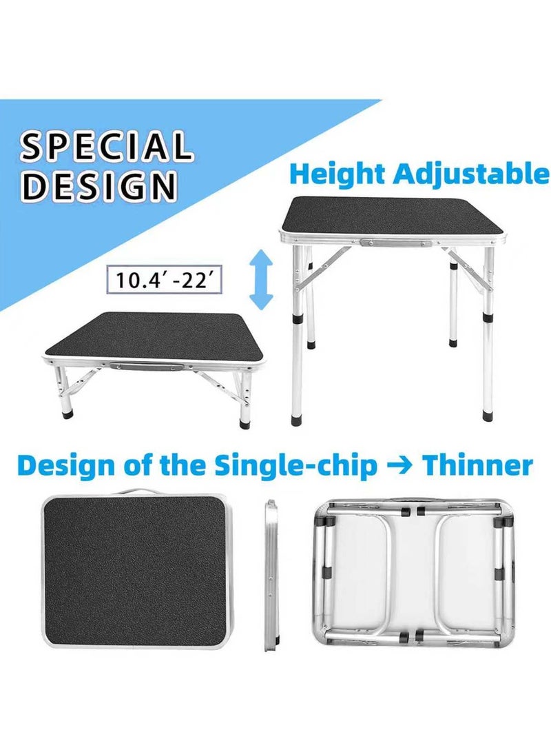 WAKYME Folding Camping Table 45*60CM Portable Pinic Table Adjustable Height Small Card Table Aluminum Foldable Lightweight with Carry Handle for Outdoor Indoor Hiking Camp BBQ Beach - Image 3