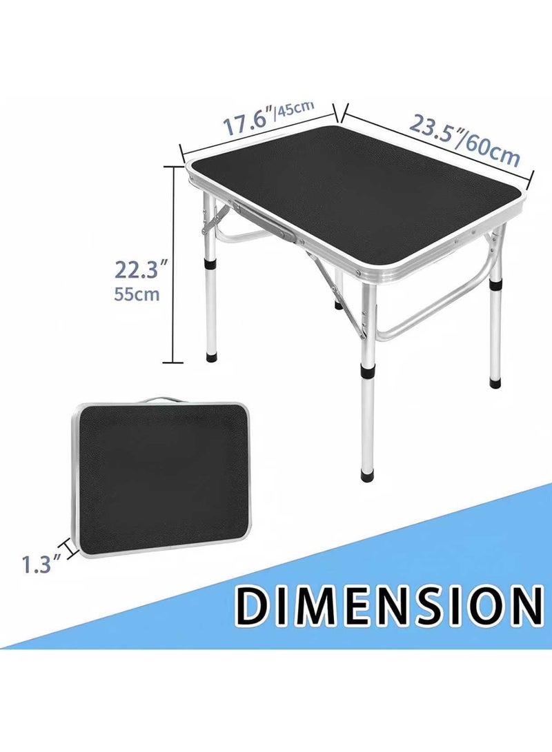 WAKYME Folding Camping Table 45*60CM Portable Pinic Table Adjustable Height Small Card Table Aluminum Foldable Lightweight with Carry Handle for Outdoor Indoor Hiking Camp BBQ Beach - Image 2