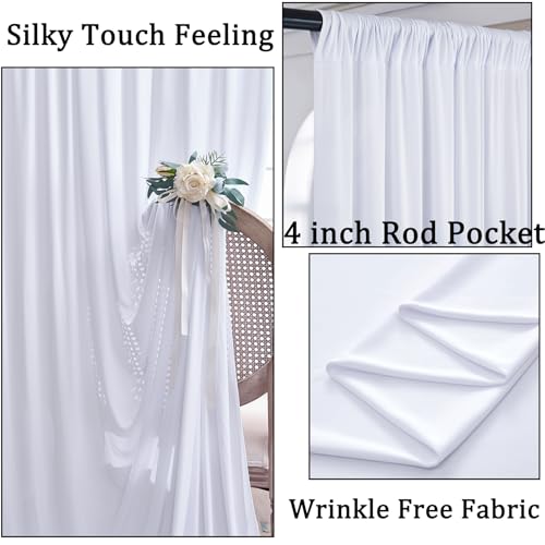NSSONBEN 10x10 ft Wrinkle Free White Backdrop Curtains for Parties, Polyester Photo Backdrop Drapes 2 Panels 5x10ft for Wedding Birthday Party Photography Background Indoor Outdoor - Image 2